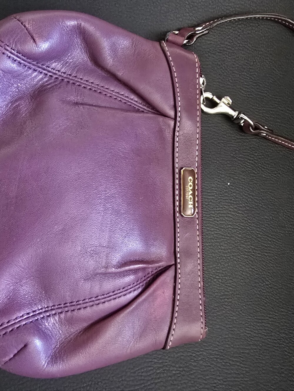 Coach Women's Wristlet in Purple Leather